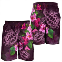 Hawaii Turtle Hibiscus Pink Simple Men's Shorts - AH - Polynesian Pride