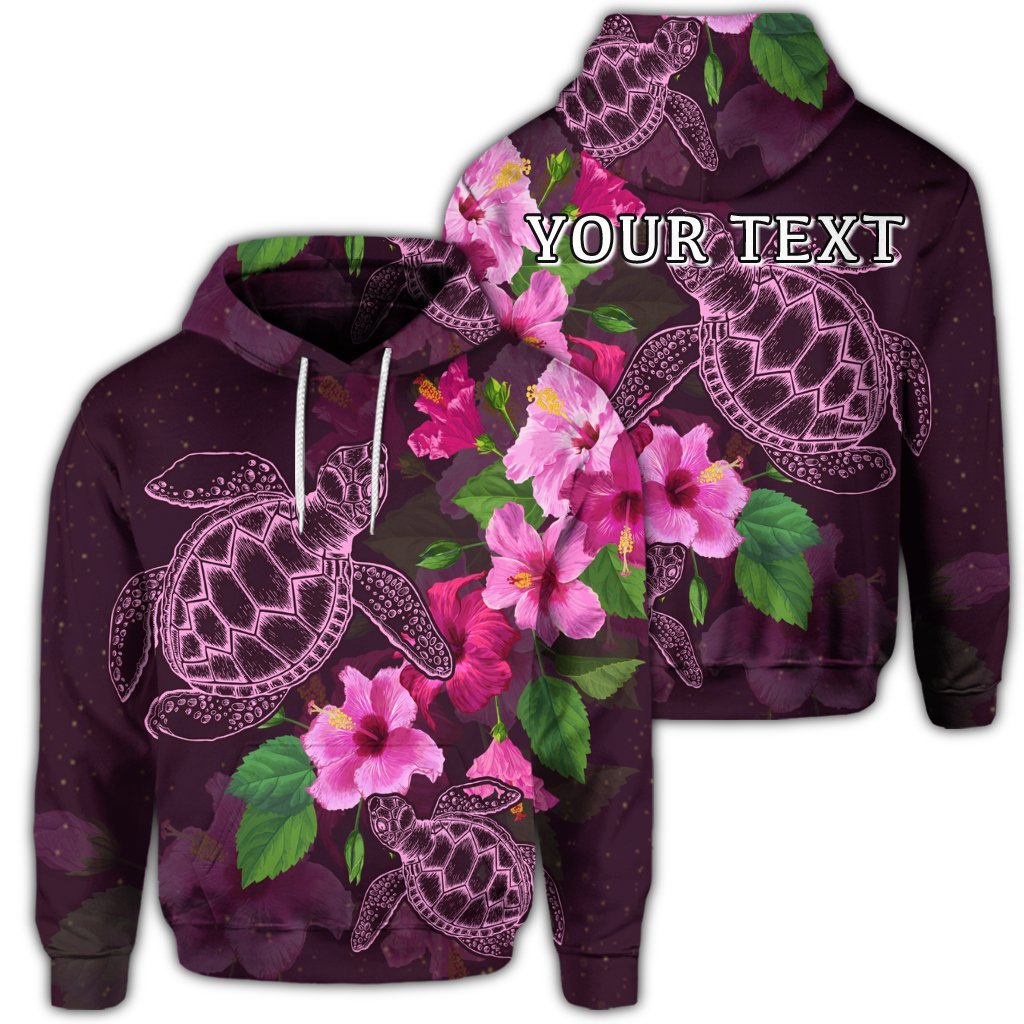 Custom Hawaii Turtle Hibiscus Pink Simple Hoodie Unisex Art - Polynesian Pride