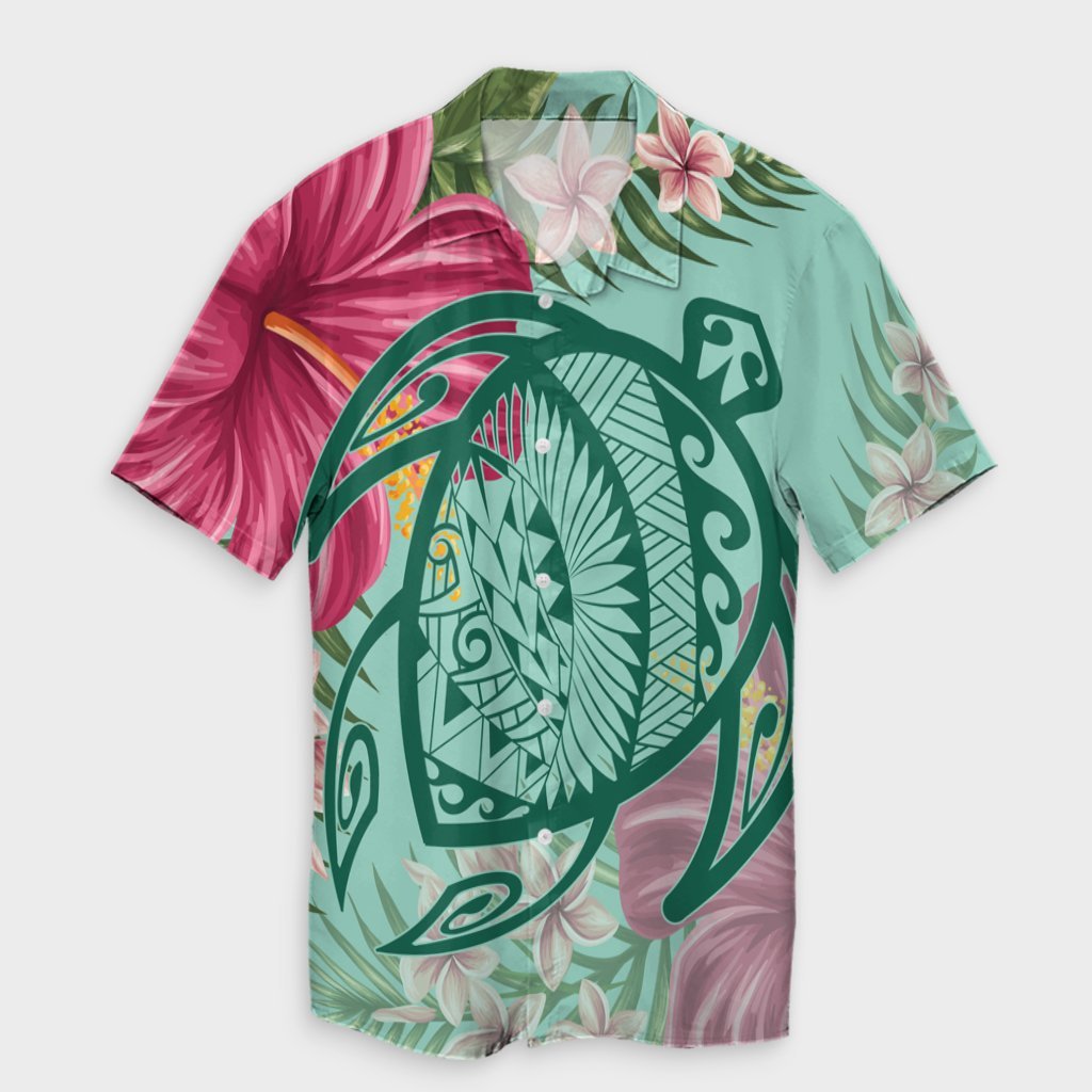 Hawaii Turtle Hibiscus Plumeria Hawaiian Shirt - Hug Style - AH Unisex Black - Polynesian Pride