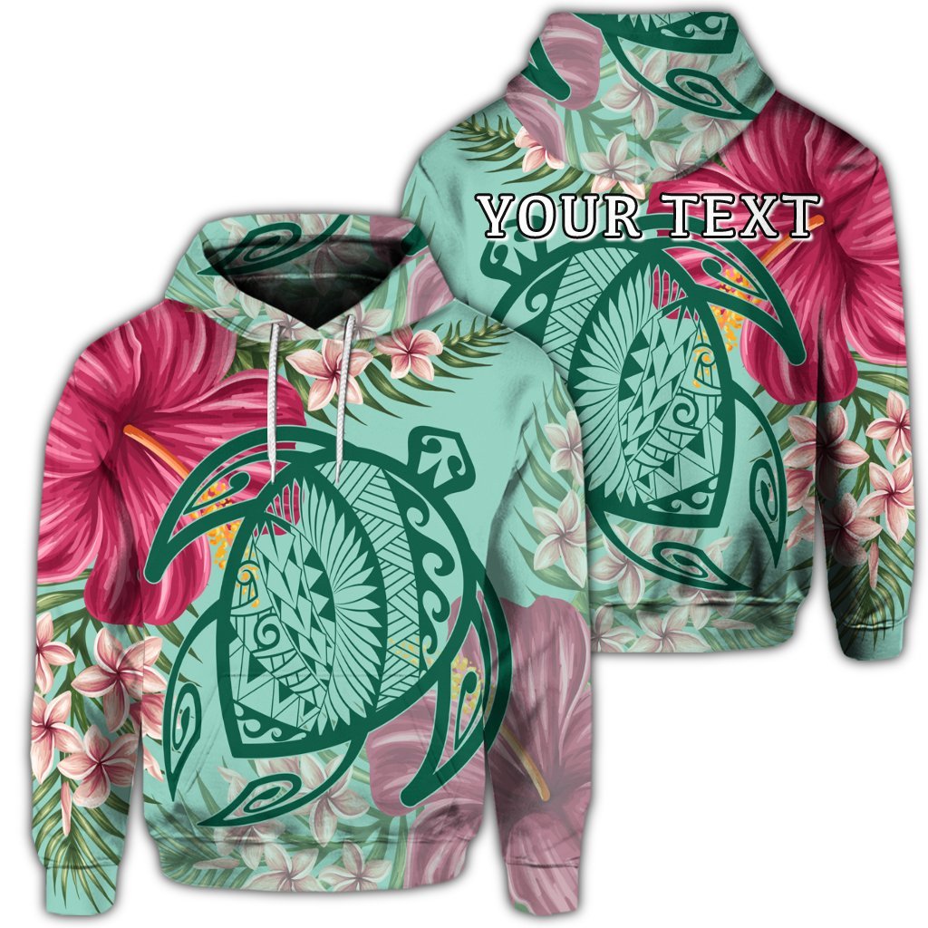 Custom Hawaii Turtle Hibiscus Plumeria Hoodie Hug Style Unisex Art - Polynesian Pride