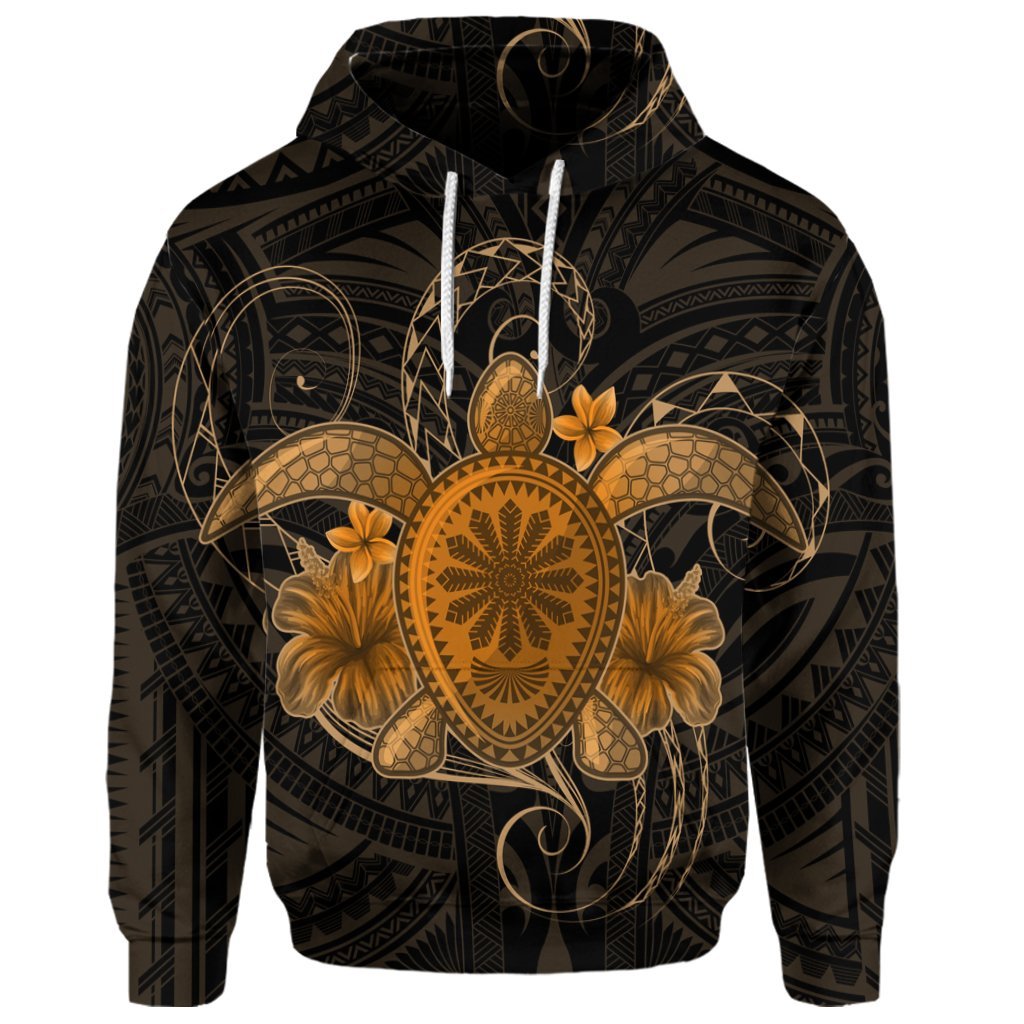 Custom Hawaii Turtle Hibiscus Polynesian Hoodie Full Style Gold - Polynesian Pride