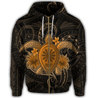 Hawaii Turtle Hibiscus Polynesian Zip Hoodie Full Style Gold - Polynesian Pride