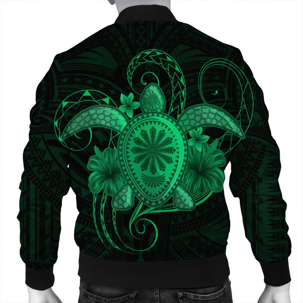 Hawaii Turtle Hibiscus Polynesian Bomber Jacket - Full Style - Green - AH - Polynesian Pride