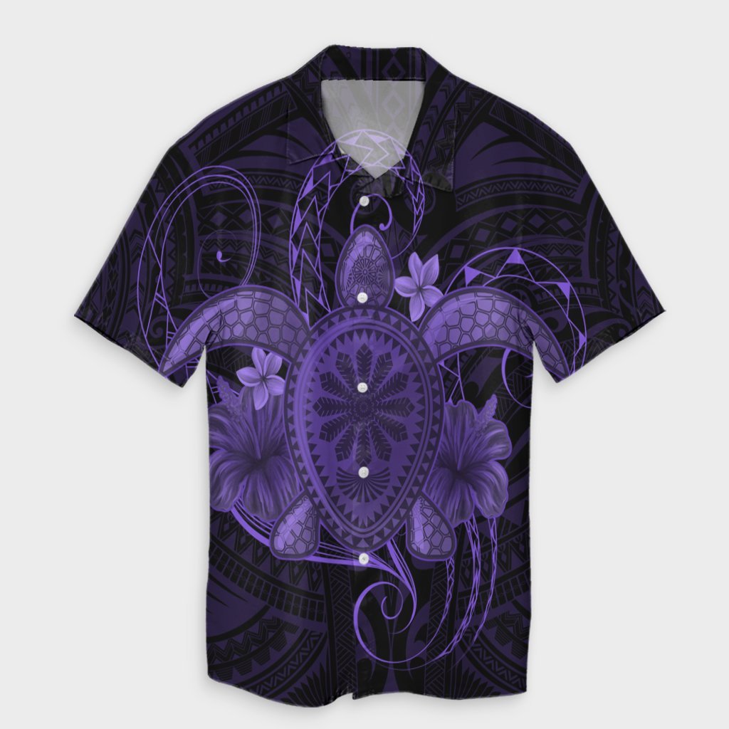 Hawaii Turtle Hibiscus Polynesian Hawaiian Shirt - Full Style - Purple - AH Unisex Black - Polynesian Pride