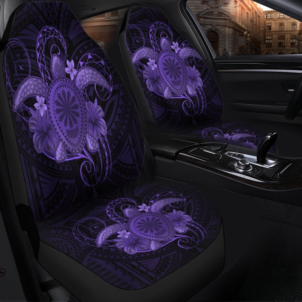 Hawaii Turtle Hibiscus Polynesian Car Seat Covers - Full Style - Purple - AH - Polynesian Pride