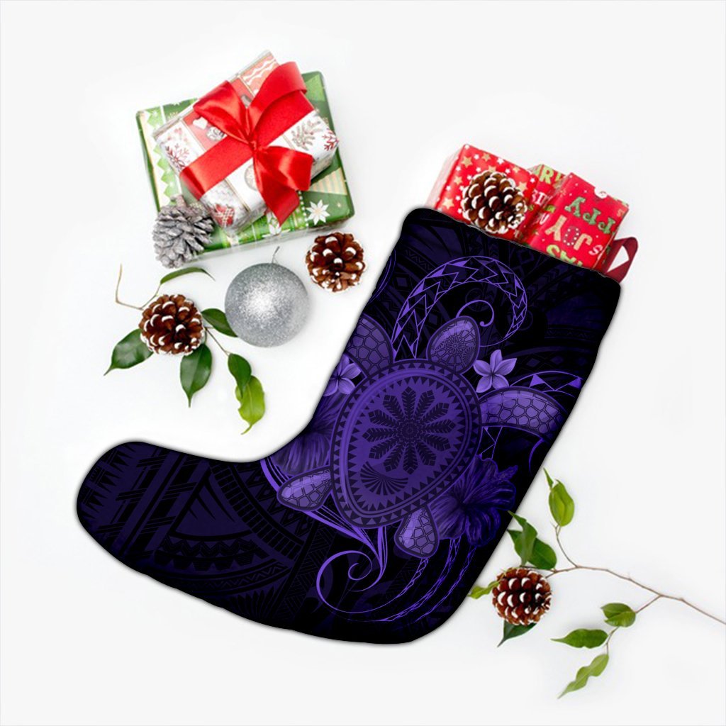 Hawaii Turtle Hibiscus Polynesian Christmas Stocking - Full Style - Purple - AH - Polynesian Pride