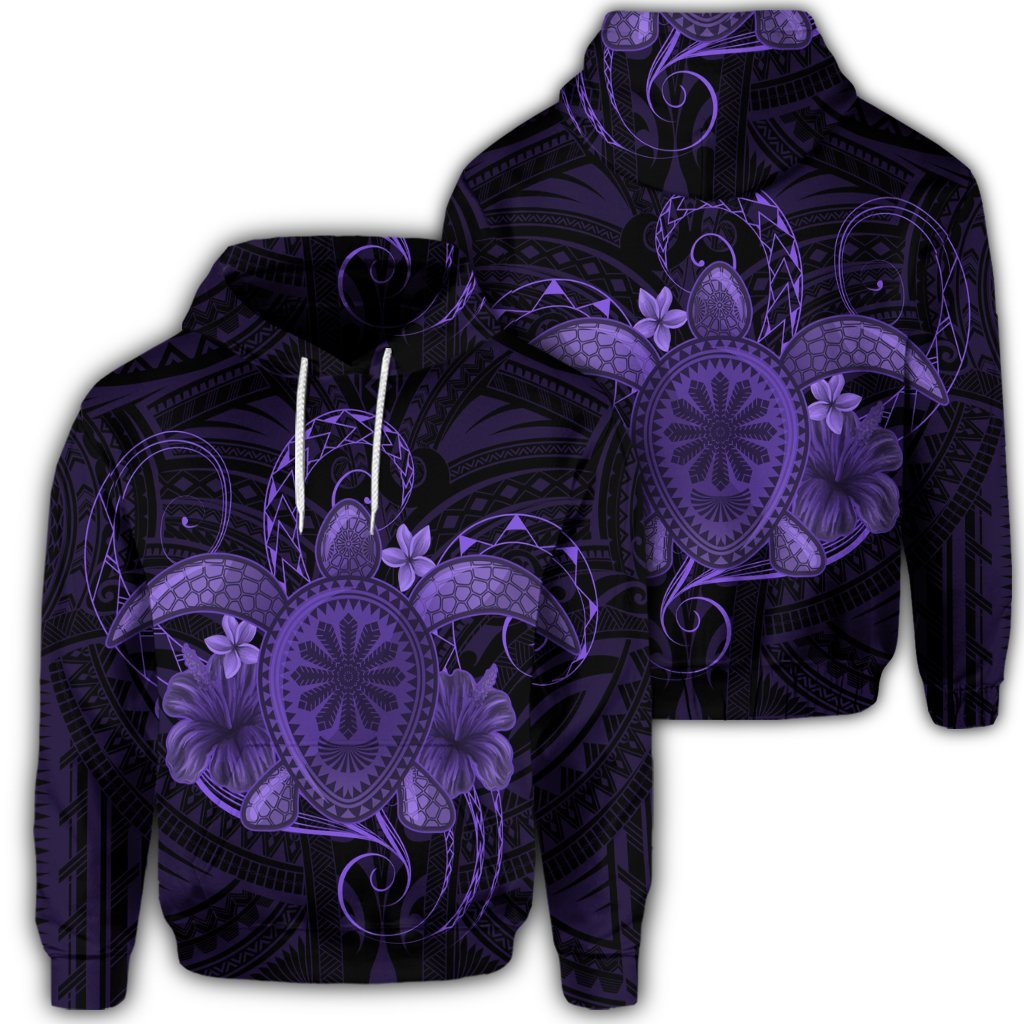 Hawaiian Turtle Hibiscus Polynesian Hoodie Full Style Purple Unisex Art - Polynesian Pride