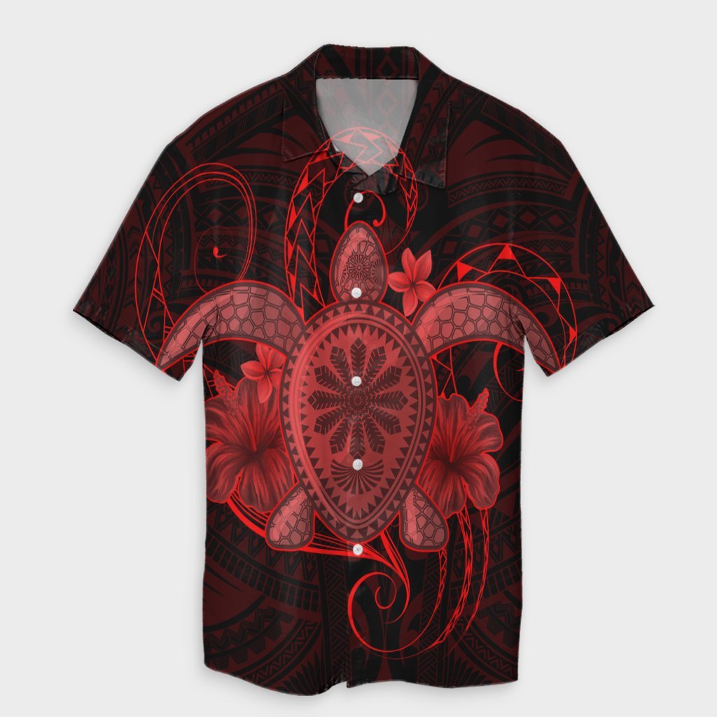 Hawaii Turtle Hibiscus Polynesian Hawaiian Shirt - Full Style - Red - AH Unisex Black - Polynesian Pride