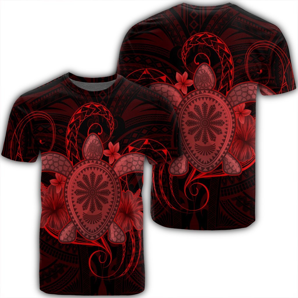 Hawaii Turtle Hibiscus Polynesian T Shirt Full Style Red Unisex Black - Polynesian Pride