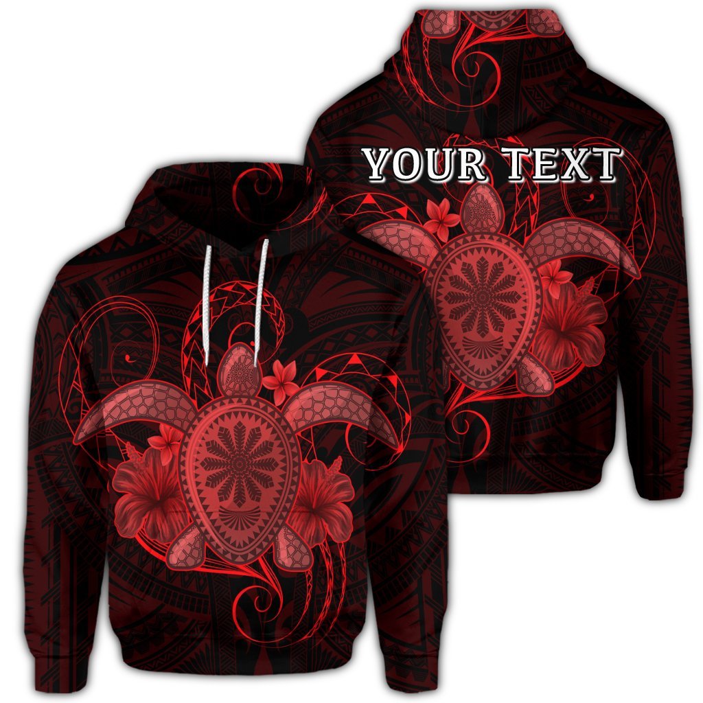 Custom Hawaii Turtle Hibiscus Polynesian Hoodie Full Style Red Unisex Art - Polynesian Pride