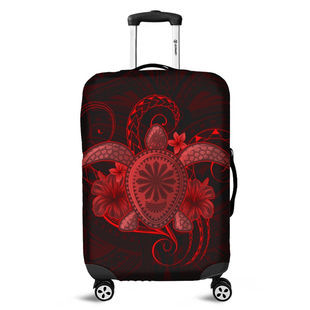 Hawaii Turtle Hibiscus Polynesian Luggage Covers - Full Style - Red - AH Black - Polynesian Pride