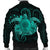 Hawaii Turtle Hibiscus Polynesian Bomber Jacket - Full Style - Turquoise - AH - Polynesian Pride