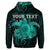 Custom Hawaii Turtle Hibiscus Polynesian Hoodie Full Style Turquoise - Polynesian Pride