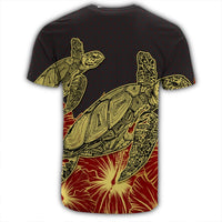 Hawaii Turtle Hibiscus Red T Shirt - Polynesian Pride