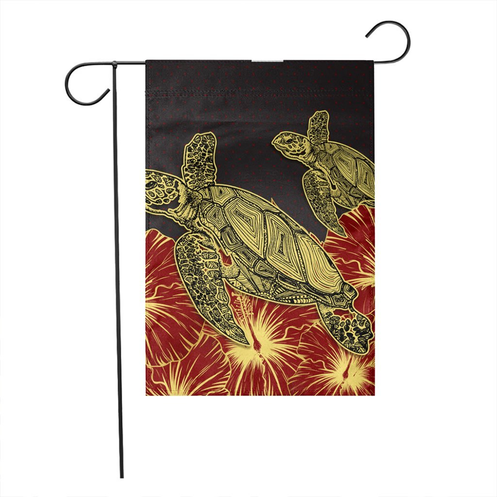 Hawaii Turtle Hibiscus Red Flag - AH - Polynesian Pride