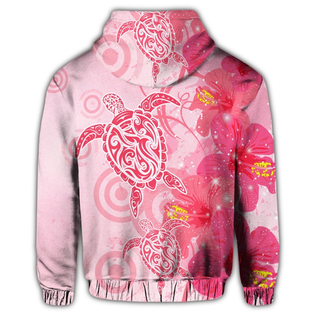 Hawaiian Turtle Hibiscus Vintage Pink Hoodie - Polynesian Pride