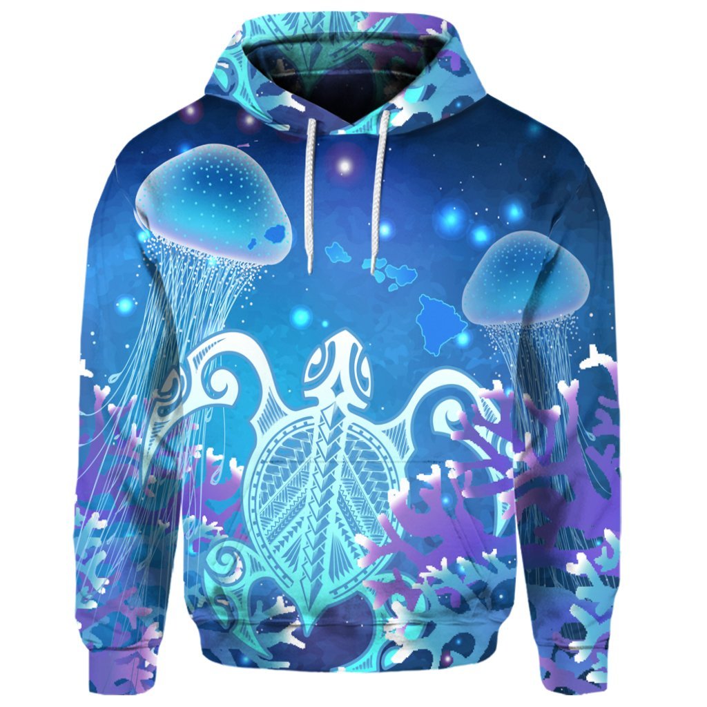 Custom Hawaii Turtle Jellyfish Coral Hoodie Galaxy Hoodie - Polynesian Pride