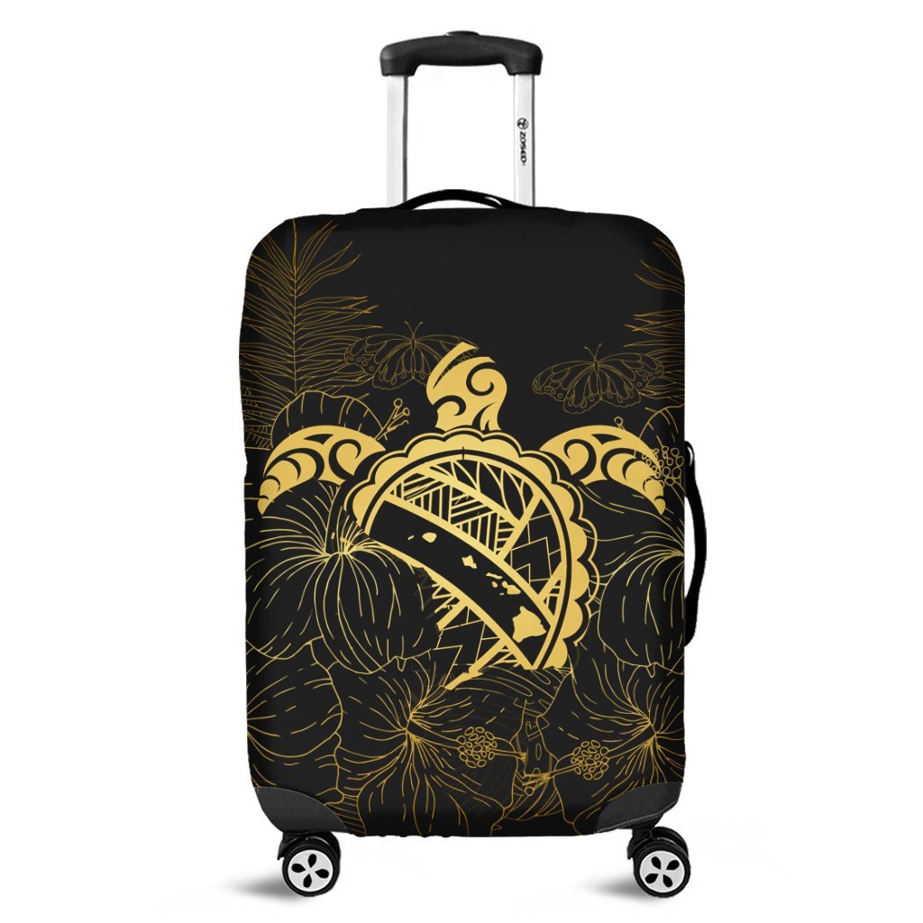 Hawaii Turtle Kanaka Golden Luggage Covers - AH Black - Polynesian Pride