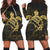 Hawaii Turtle Kanaka Golden Hoodie Dress - AH Black - Polynesian Pride