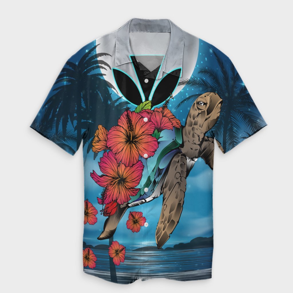 Hawaii Turtle Kanaka Hibiscus Stary Night Hawaiian Shirt - AH Unisex Black - Polynesian Pride