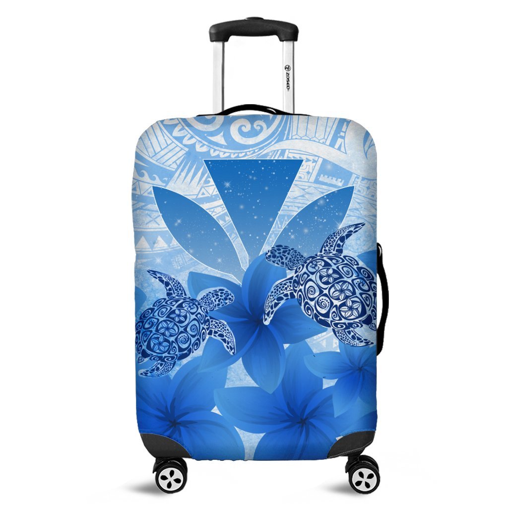 Hawaii Turtle Kanaka Plumeria Polynesian Luggage Covers Blue - AH Black - Polynesian Pride