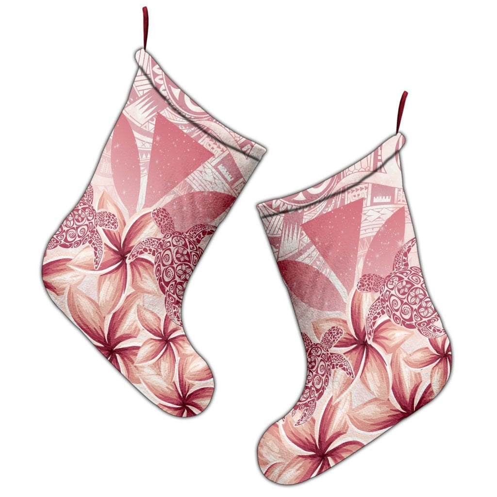 Hawaii Turtle Kanaka Plumeria Polynesian Christmas Stocking Pink - AH - Polynesian Pride