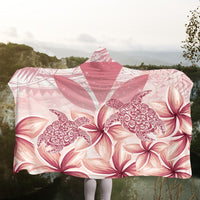 Hawaii Turtle Kanaka Plumeria Polynesian Hooded Blanket Pink - AH - Polynesian Pride