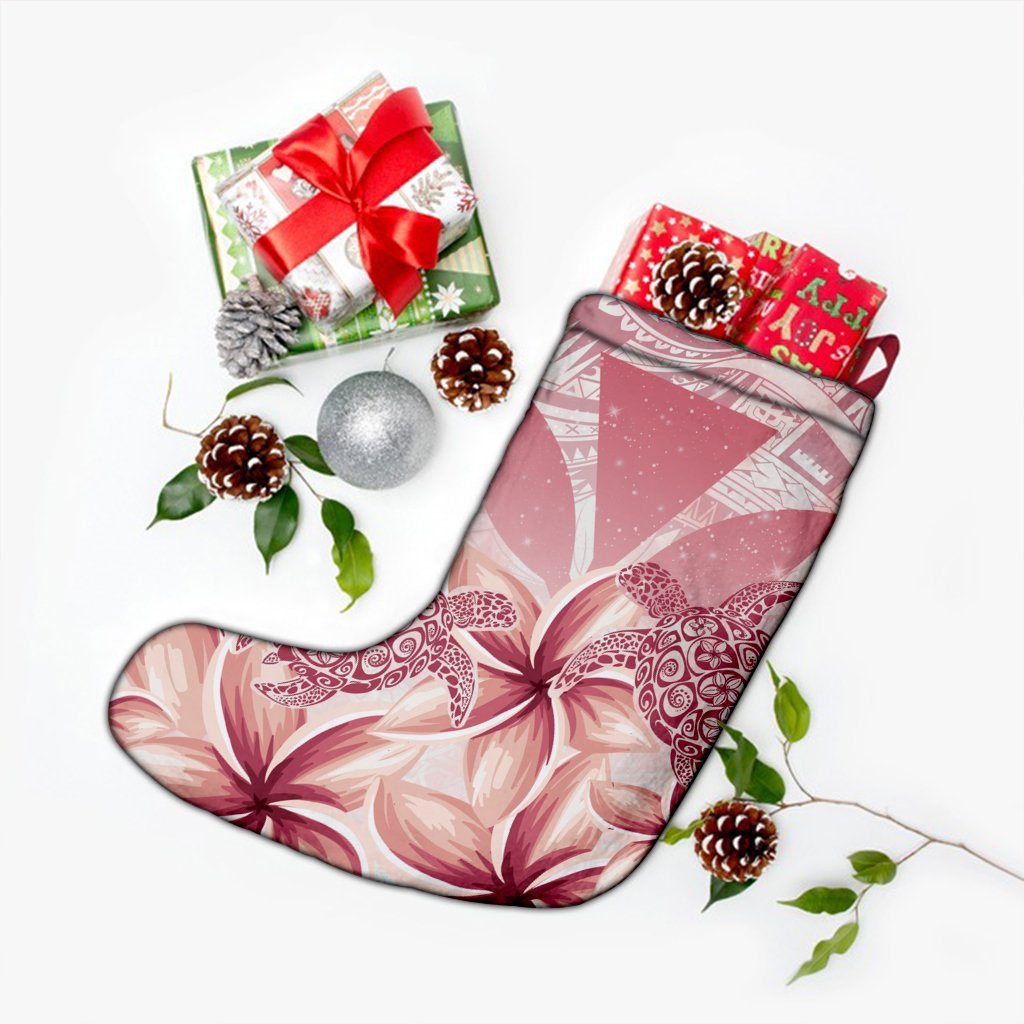 Hawaii Turtle Kanaka Plumeria Polynesian Christmas Stocking Pink - AH - Polynesian Pride