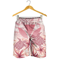 Hawaii Turtle Kanaka Plumeria Polynesian Men's Shorts Pink - AH - Polynesian Pride