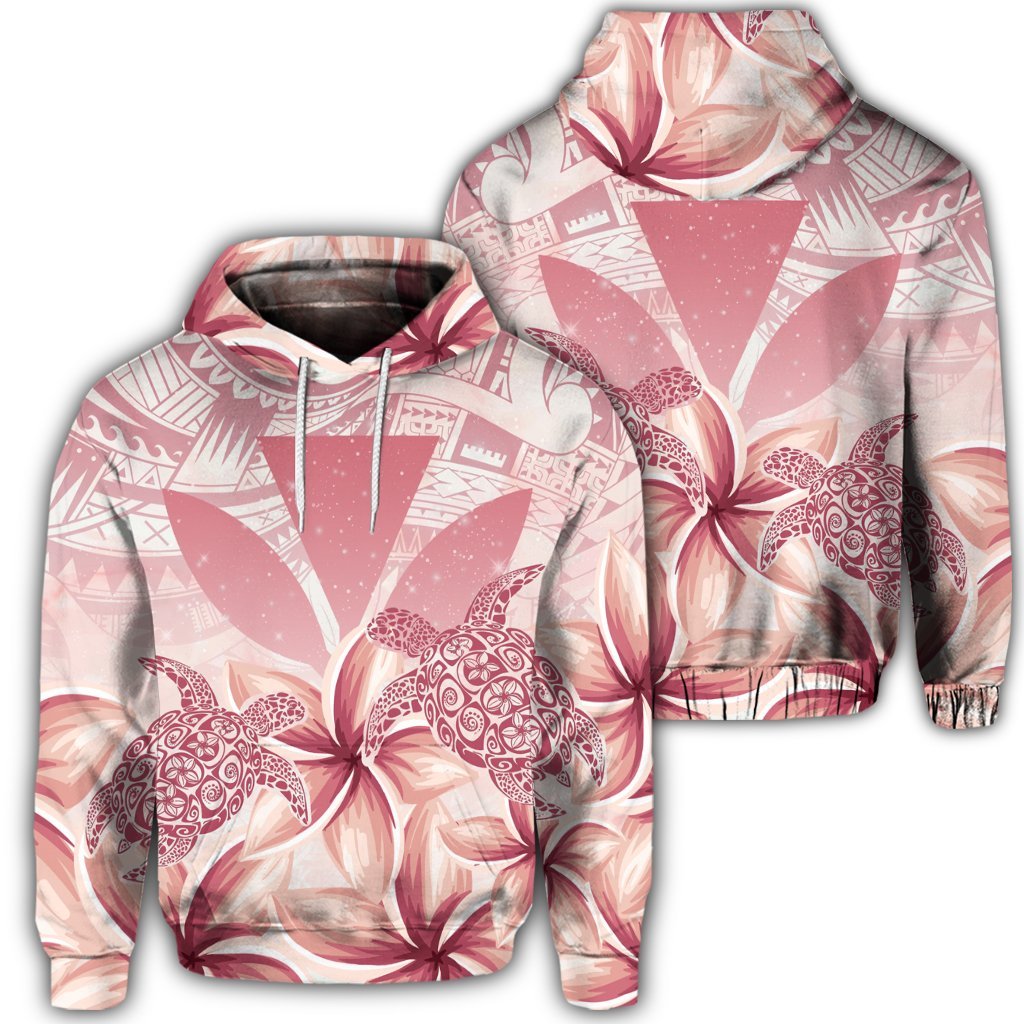 Hawaiian Turtle Kanaka Plumeria Polynesian Hoodie Pink Unisex Art - Polynesian Pride