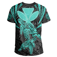 Hawaii Turtle Kanaka Tropical Polynesian T Shirt Turquoise Royi Style - Polynesian Pride