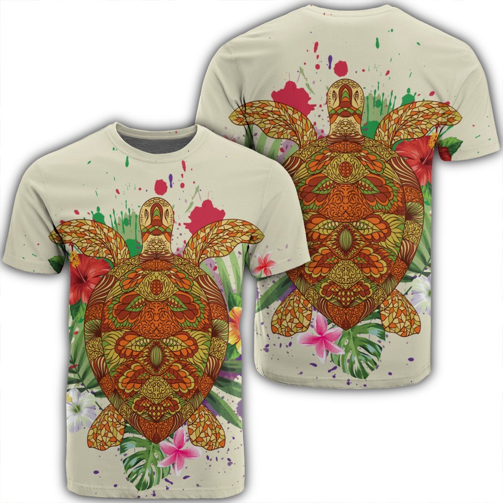 Hawaii Turtle Life Hibiscus Design T Shirt Unisex Black - Polynesian Pride