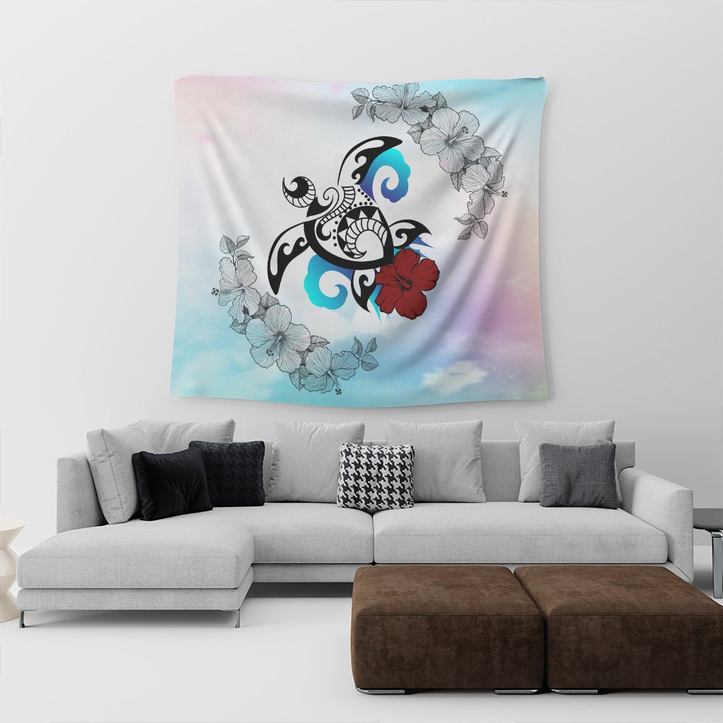 Hawaii Turtle Lollipop Plumeria Tapestry - AH - Polynesian Pride