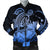 Hawaii Turtle Map Polynesian Bomber Jacket Safety Blue - AH Black Unisex - Polynesian Pride