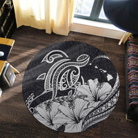 Hawaii Turtle Map Polynesian Round Carpet Safety Gray - AH - Polynesian Pride