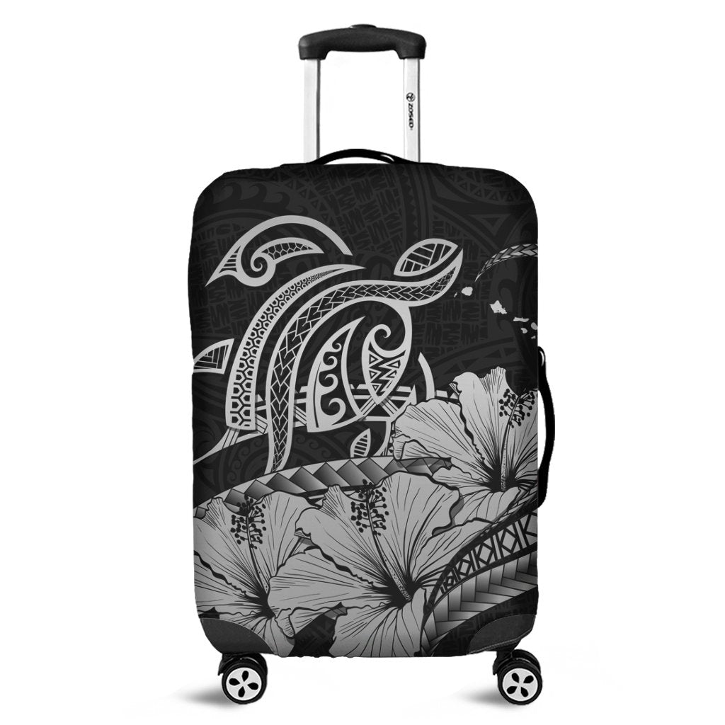 Hawaii Turtle Map Polynesian Luggage Covers Safety Gray - AH Black - Polynesian Pride