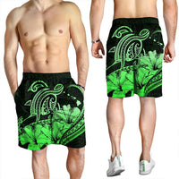 Hawaii Turtle Map Polynesian Men's Shorts Safety Green - AH - Polynesian Pride