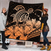 Hawaii Turtle Map Polynesian Premium Quilts Safety Orange - AH - Polynesian Pride