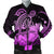 Hawaii Turtle Map Polynesian Bomber Jacket Safety Pink - AH Black Unisex - Polynesian Pride