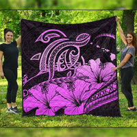 Hawaii Turtle Map Polynesian Premium Quilts Safety Pink - AH Black - Polynesian Pride