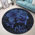 Hawaii Turtle Ohana Hibiscus Poly Round Carpet - Blue - AH - Polynesian Pride