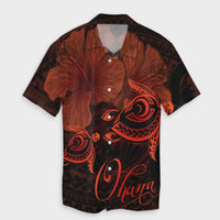Hawaii Turtle Ohana Hibiscus Poly Hawaiian Shirt - Orange - AH Unisex Black - Polynesian Pride