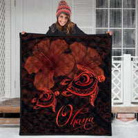 Hawaii Turtle Ohana Hibiscus Poly Premium Quilts - Orange - AH - Polynesian Pride