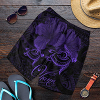 Hawaii Turtle Ohana Hibiscus Poly Men's Shorts - Purple - AH Art - Polynesian Pride