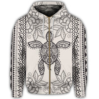 Hawaii Turtle Pattern Zip Hoodie - Polynesian Pride