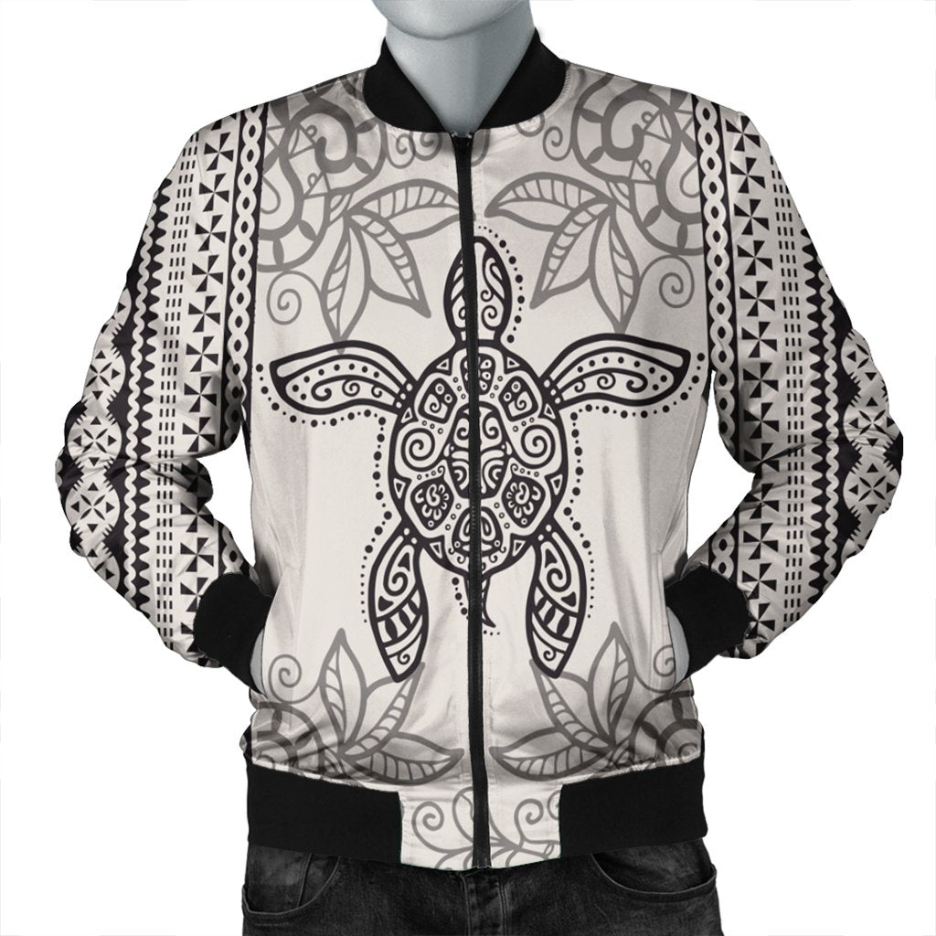 Hawaii Turtle Pattern Bomber Jacket - AH Black Unisex - Polynesian Pride