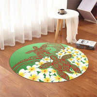 Hawaii Turtle Plumeria Round Carpet - Green Style - AH - Polynesian Pride