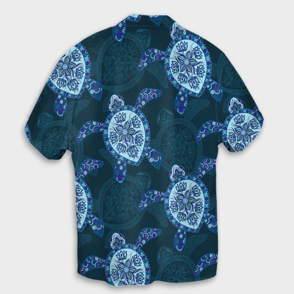 Hawaii Turtle Plumeria Blue Hawaiian Shirt - AH - Polynesian Pride