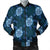 Hawaii Turtle Plumeria Blue Bomber Jacket - AH Black Unisex - Polynesian Pride