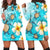 Hawaii Turtle Plumeria Coat Of Arm Ocean Hoodie Dress - AH Black - Polynesian Pride